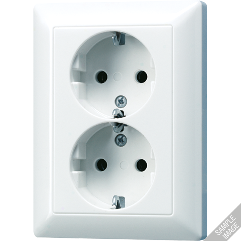 Штепсельная розетка SCHUKO 16A 250V~ с защитой от детей, сдвоенная; белая