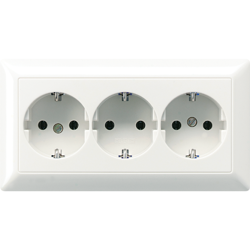 Штепсельная розетка SCHUKO 16A 250V~ тройная, полная плата; белая