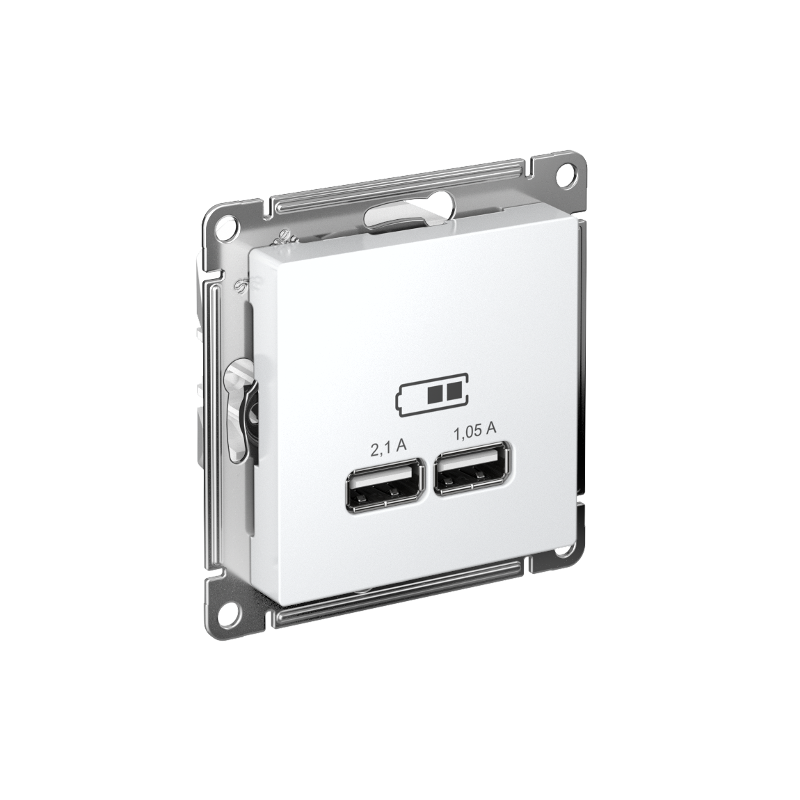 AtlasDesign Белый Розетка USB, 5В, 1 порт x 2,1 А, 2 порта х 1,05 А, механизм