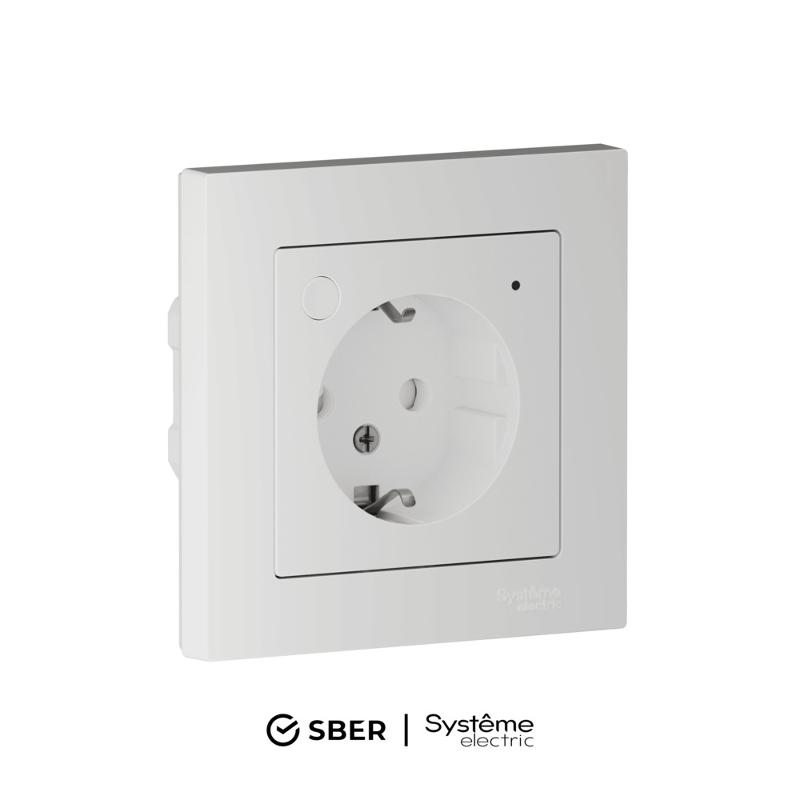 AtlasDesign SMART Белый Розетка с заземлением со шторками., Zigbee, L+N, 16А, механизм