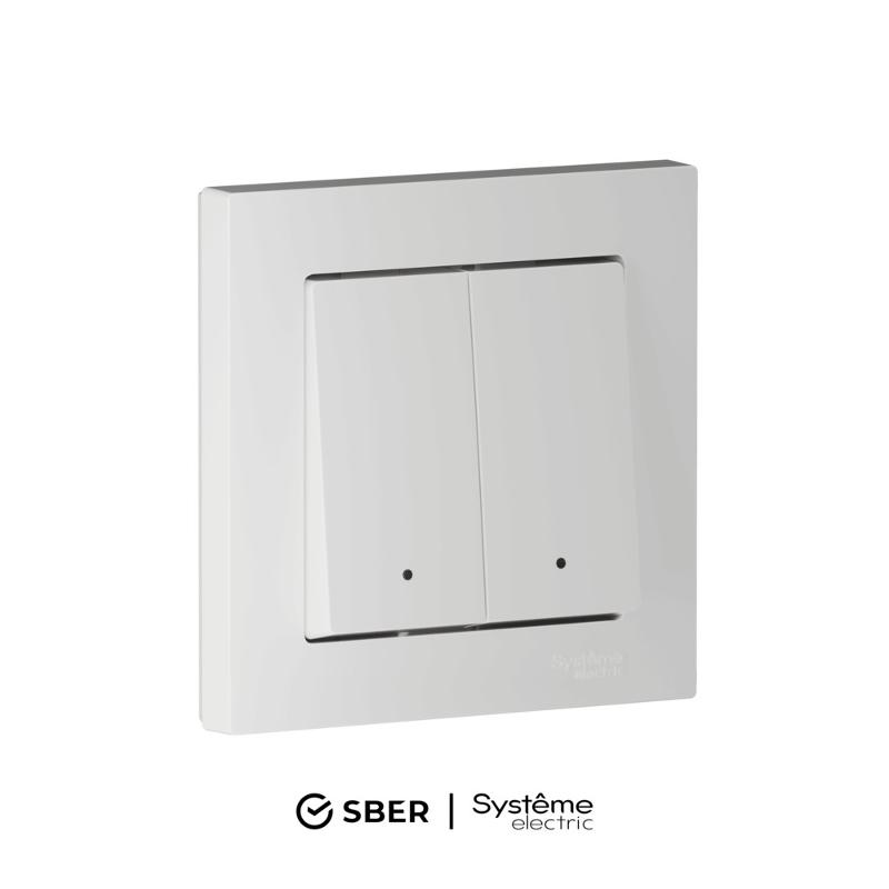 AtlasDesign SMART Белый Выключатель 2-клавишный с подсветкой, Zigbee, сх.5, L+N, 10А, механизм