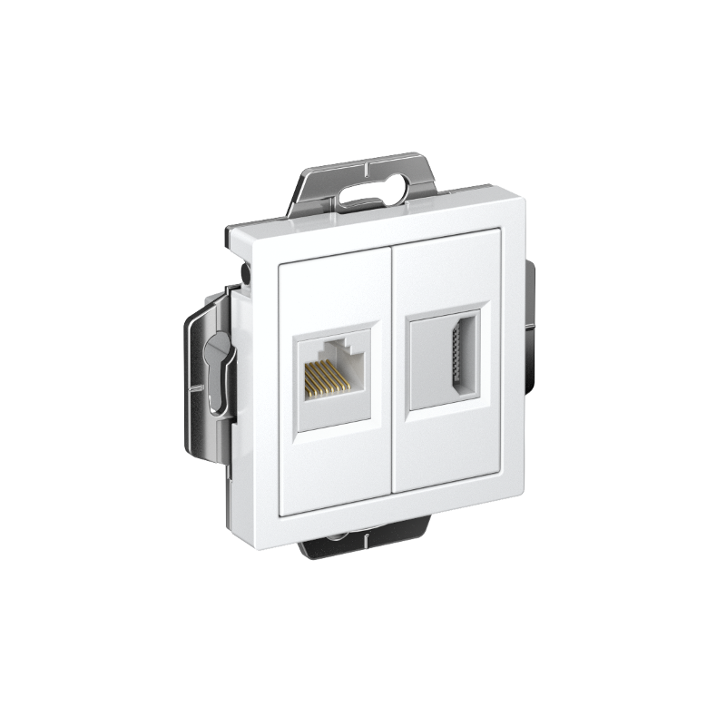 AtlasDesign Белый Розетка 2-ая HDMI+RJ45, кат.5Е, механизм