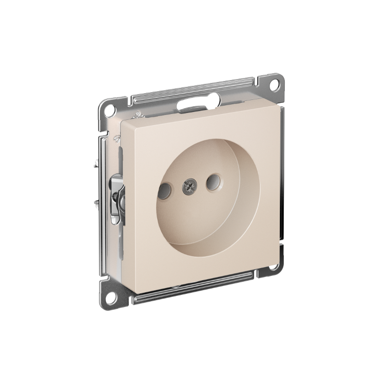 AtlasDesign Бежевый Розетка без заземления без шторок, 16А, механизм, быстрозажимные клеммы
