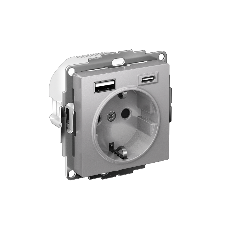 AtlasDesign Алюминий Розетка 16А с USB A+C