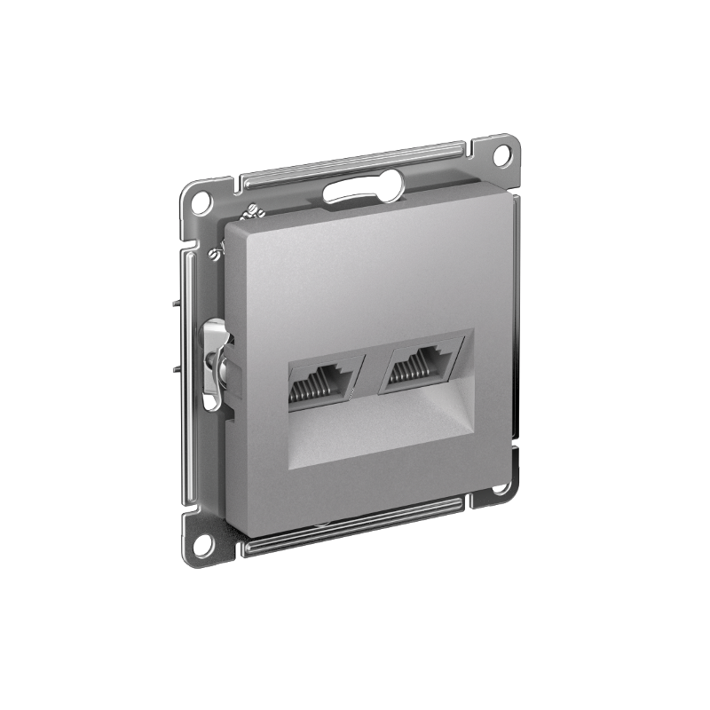 AtlasDesign Алюминий Розетка 2-ая компьютерная RJ45+RJ45 кат.6А