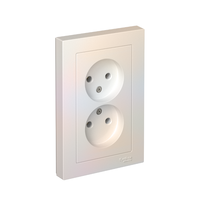AtlasDesign Жемчуг Розетка без заземления двойная, 16А, (в сборе с рамкой)