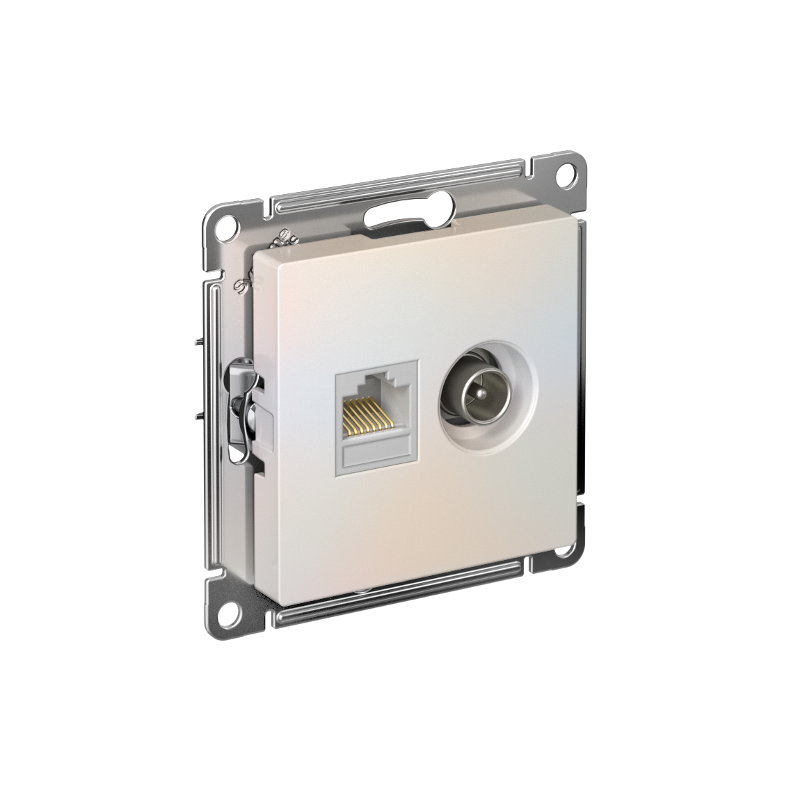 AtlasDesign Жемчуг Розетка 2-ая комп+TV, RJ45+TV, кат.5E, механизм