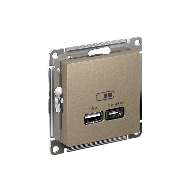 AtlasDesign Шампань USB Розетка A + тип-C 45W высокоскоростной заряд QC PD