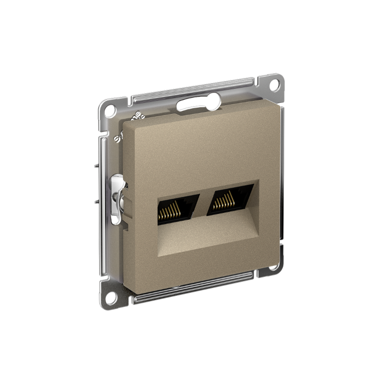 ATLASDESIGN РОЗЕТКА двойная компьютерная RJ45+RJ45 кат. 6А, механизм, ШАМПАНЬ