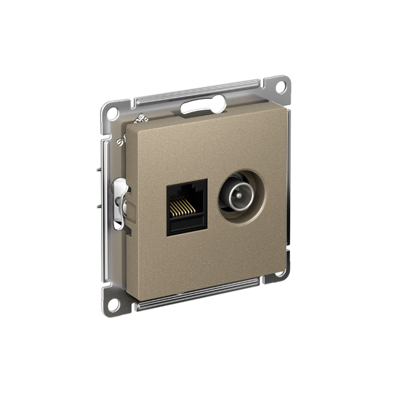 AtlasDesign Шампань Розетка 2-ая комп+TV, RJ45+TV, кат.5E, механизм