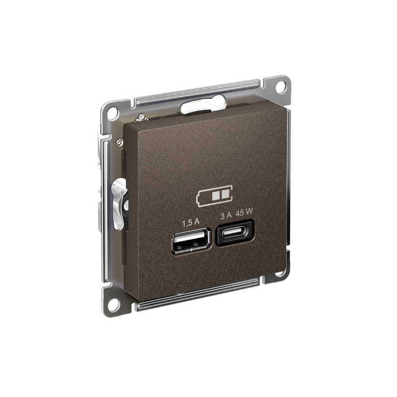AtlasDesign Мокко USB Розетка A + тип-C 45W высокоскоростной заряд QC PD