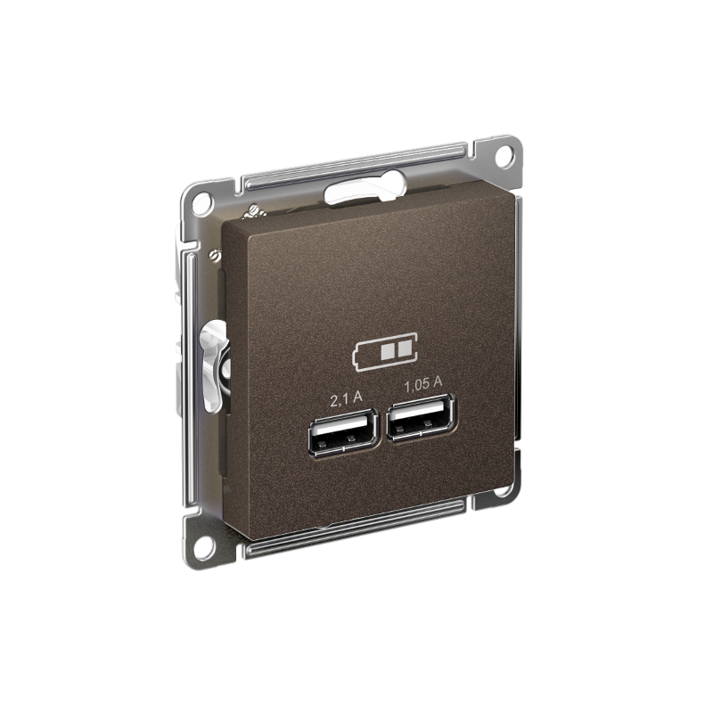 AtlasDesign Мокко Розетка USB, 5В, 1 порт x 2,1 А, 2 порта х 1,05 А, механизм