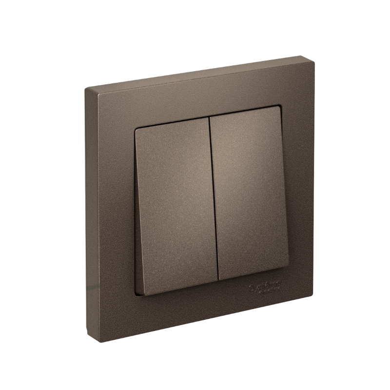 AtlasDesign Мокко Выключатель 2-клавишный сх.5, 10АХ, (в сборе с рамкой)