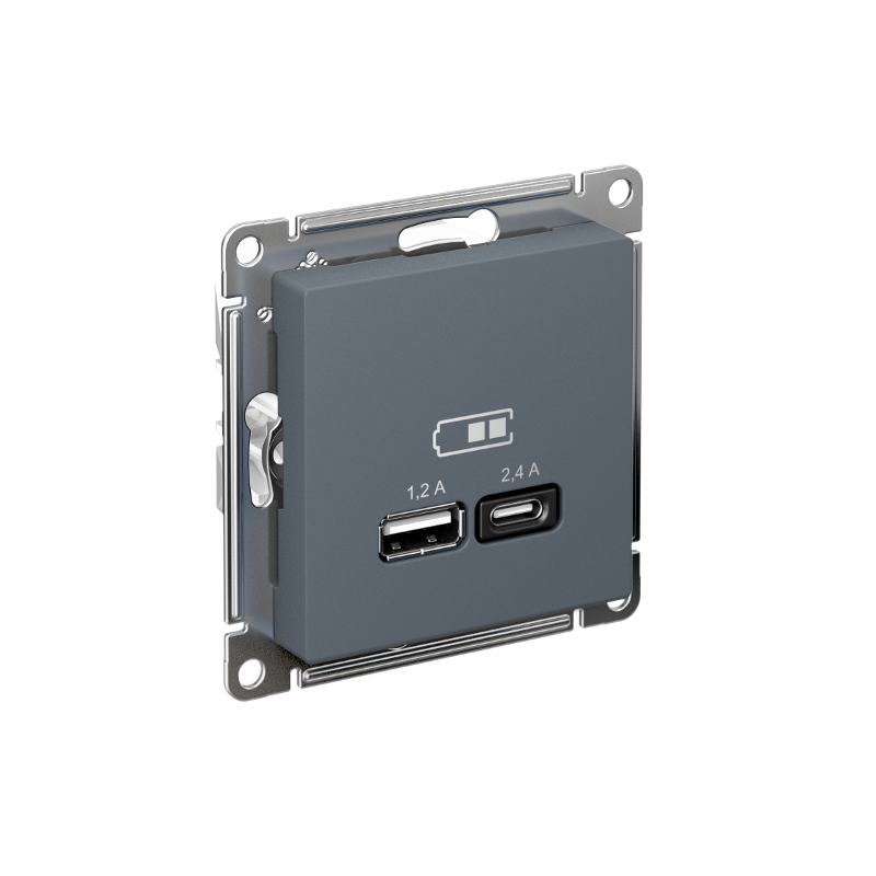 AtlasDesign ГрифельUSB Розетка A+С, 5В/2,4А, 2х5В/1,2А, механизм
