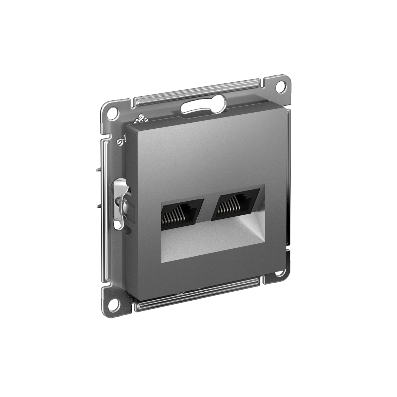 AtlasDesign Сталь Розетка 2-ая компьютерная RJ45+RJ45, кат.6А, механизм