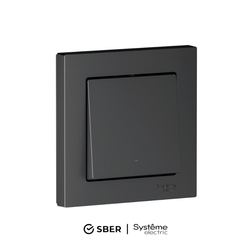 AtlasDesign SMART Карбон Выключатель 1-клавишный с подсветкой, Zigbee, сх.1, L+N, 10А, механизм