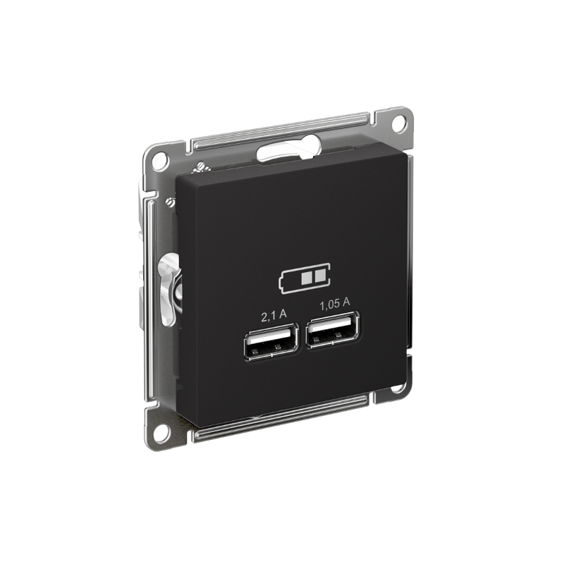 AtlasDesign Карбон Розетка USB, 5В, 1 порт x 2,1 А, 2 порта х 1,05 А, механизм