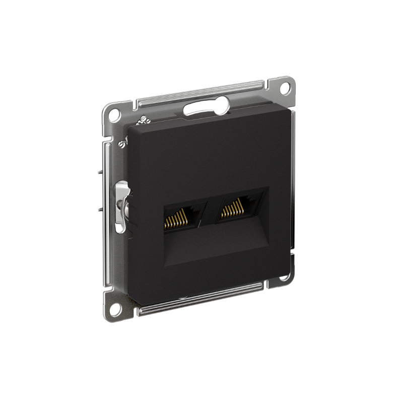 AtlasDesign Карбон Розетка 2-ая комп RJ45+RJ45, кат.6А, механизм