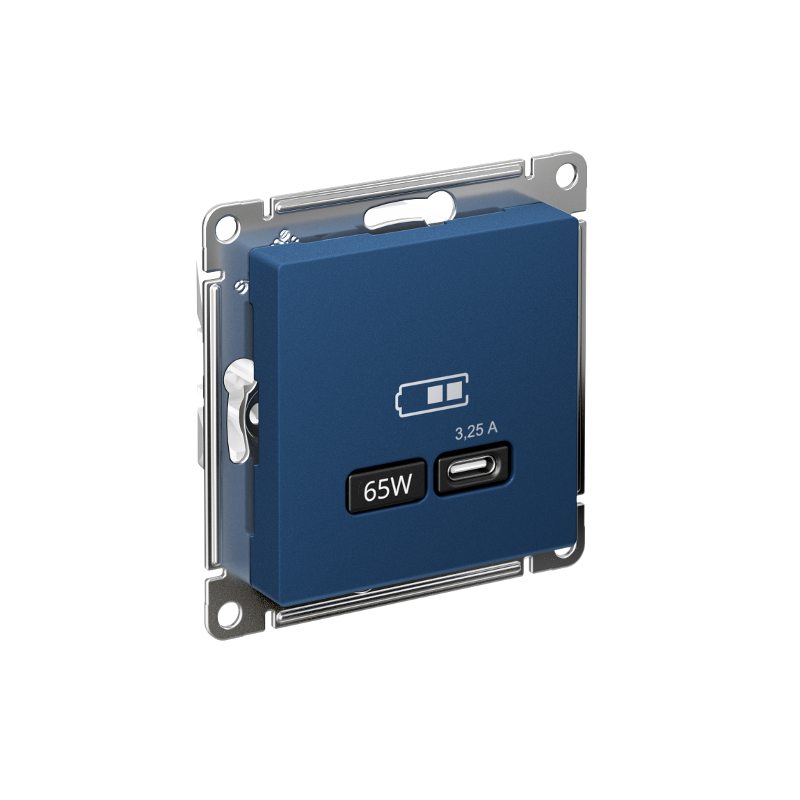 AtlasDesign Аквамарин USB Розетка тип-C 65Вт высокоскоростной заряд QC,PD, механизм