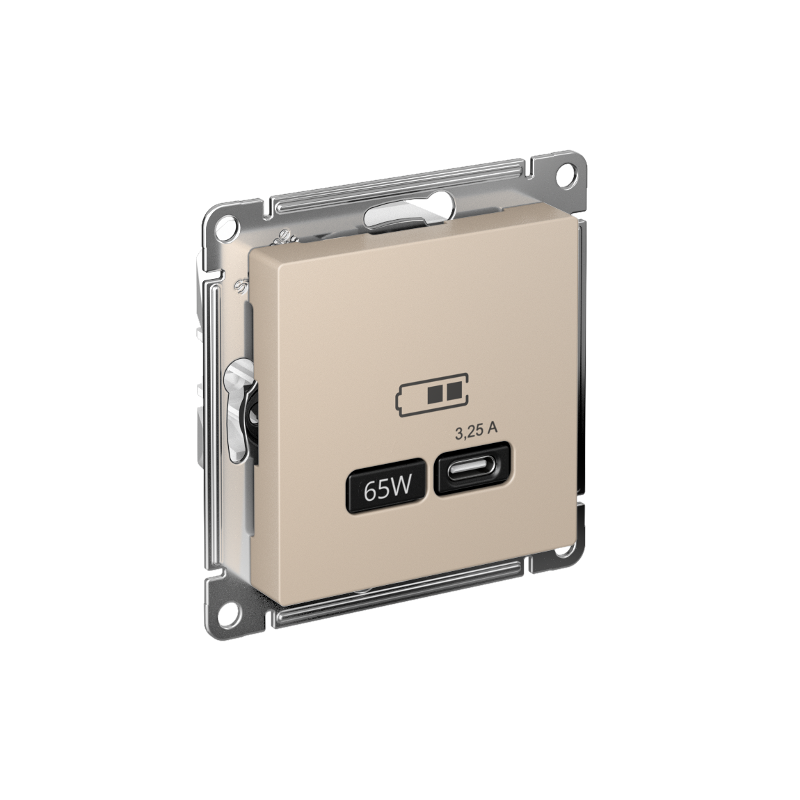 AtlasDesign Песочный USB Розетка тип-C 65Вт высокоскоростной заряд QC,PD, механизм