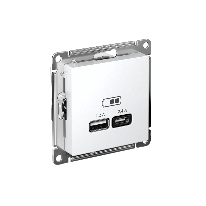 AtlasDesign Лотос USB Розетка А+С, 5В/2,4 А, 2х5В/1,2 А, механизм