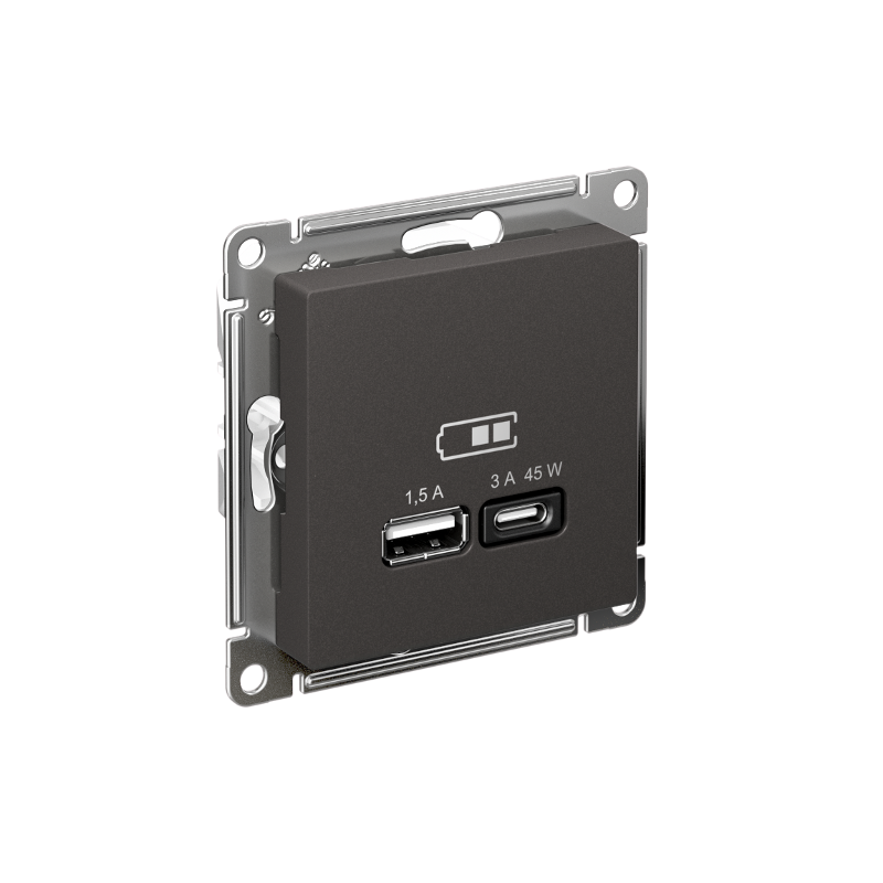 AtlasDesign Базальт USB Розетка A + тип-C 45Вт высокоскоростной заряд QC, PD, механизм