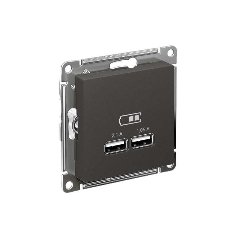 AtlasDesign Базальт USB Розетка A+A, 5В/2,1 А, 2х5В/1,05 А, механизм