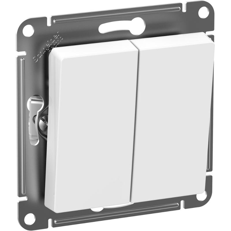 AtlasDesign Aqua Белый Выключатель 2-клавишный IP44 сх.5 10АХ