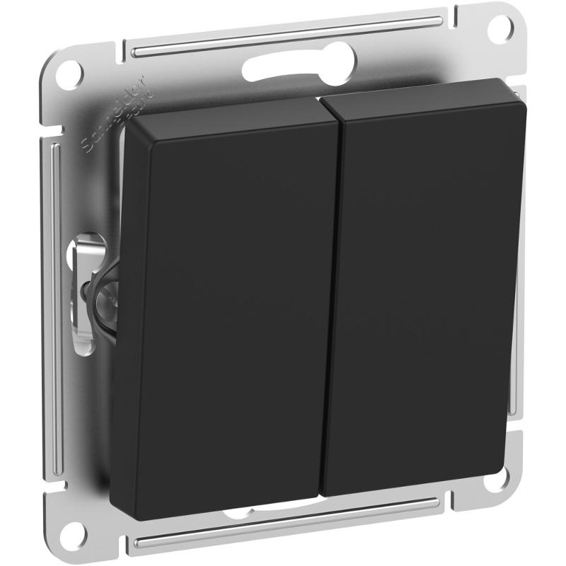 AtlasDesign Aqua Выключатель 2-клавишный, IP44, сх.5, 10АХ, механизм, Карбон