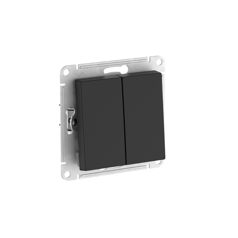 AtlasDesign Aqua Карбон Выключатель 2-клавишный IP44,сх.6, 10АХ,механизм, быстрозажимные клеммы