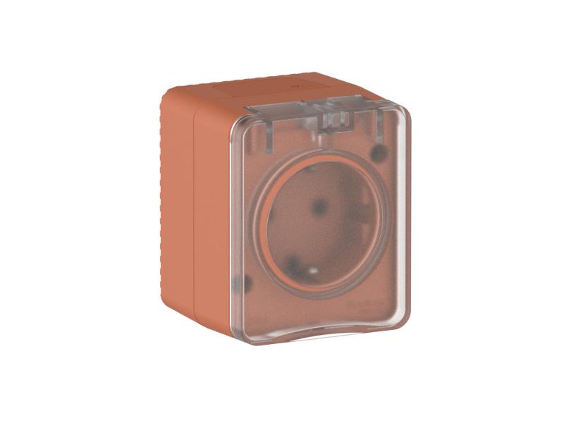 AtlasDesign Profi54 Терракотовый О/У Розетка с заземлением со шторками 16А 250В
