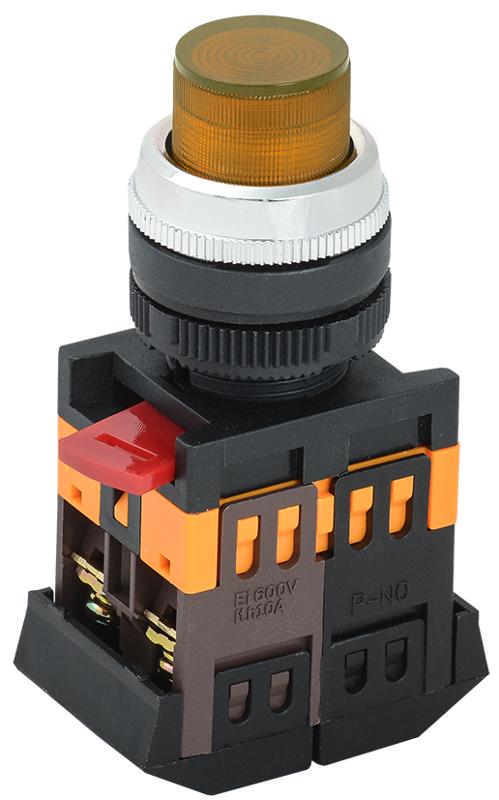 Кнопка ABLFP-22 желтый d22мм неон/240В 1з+1р