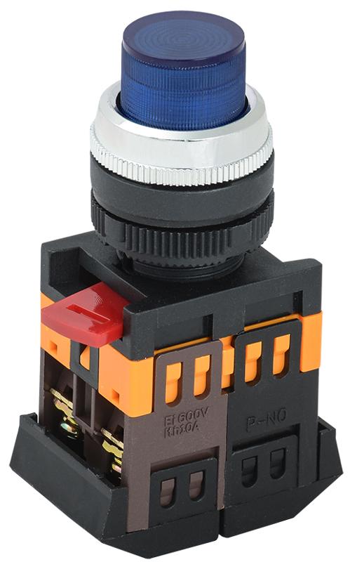 Кнопка ABLFP-22 синий d22мм неон/240В 1з+1р