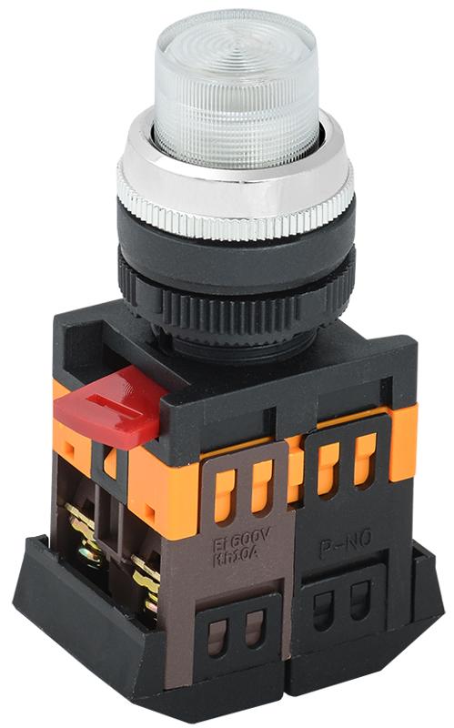 Кнопка ABLFP-22 прозрачный d22мм неон/240В 1з+1р