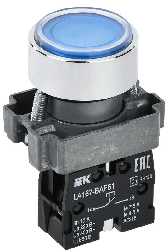 Кнопка LA167-BAF61 d=22мм 1з синяя