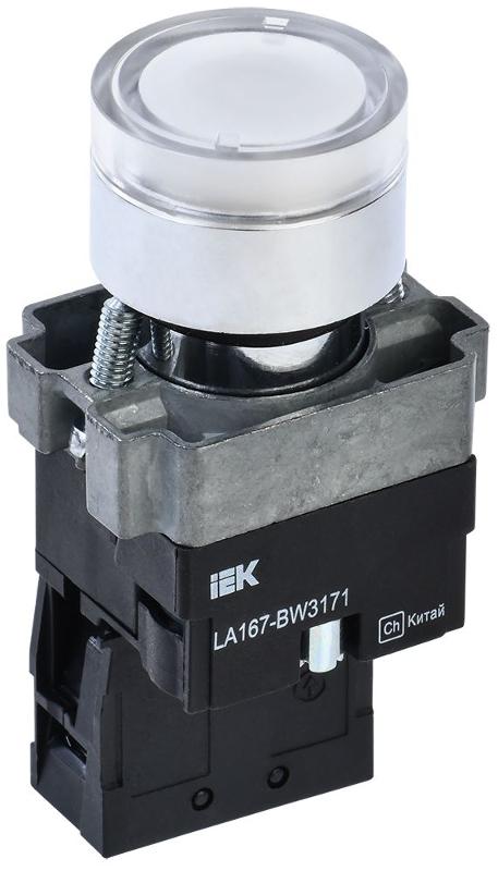 Кнопка LA167-BW3171 d=22мм RC 1з с подсвет. белая