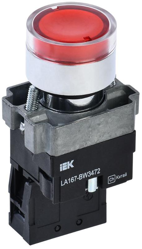 Кнопка LA167-BW3472 d=22мм RC 1р с подсвет. красная