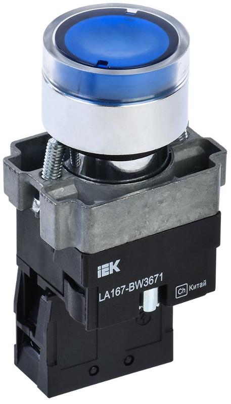 Кнопка LA167-BW3671 d=22мм RC 1з с подсвет. синяя