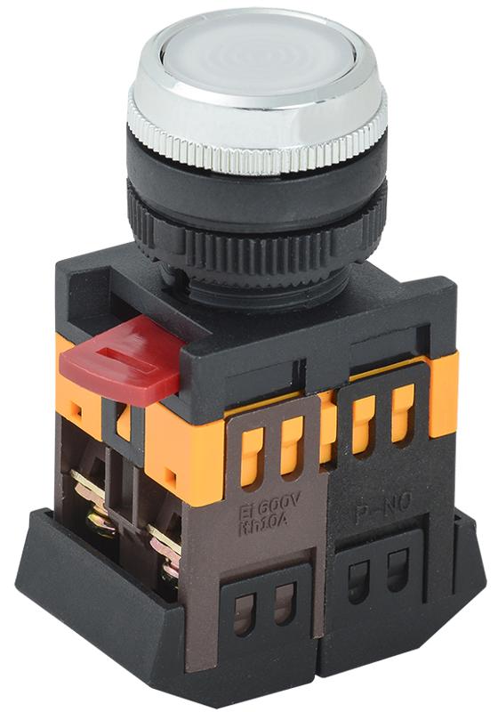 Кнопка ABLFS-22 белый d22мм неон/240В 1з+1р