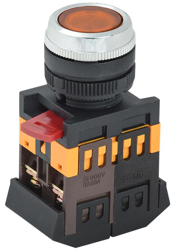 Кнопка ABLFS-22 желтый d22мм неон/240В 1з+1р