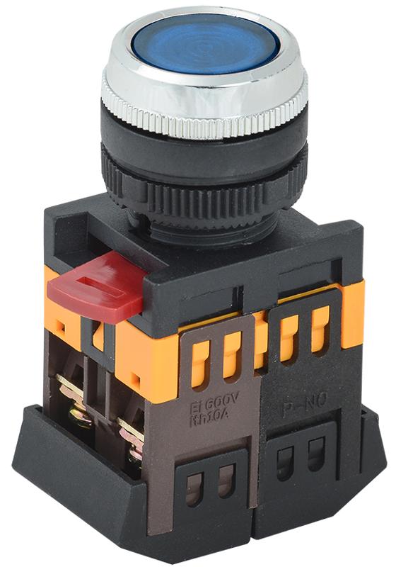 Кнопка ABLFS-22 синий d22мм неон/240В 1з+1р