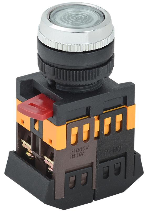 Кнопка ABLFS-22 прозрачный d22мм неон/240В 1з+1р
