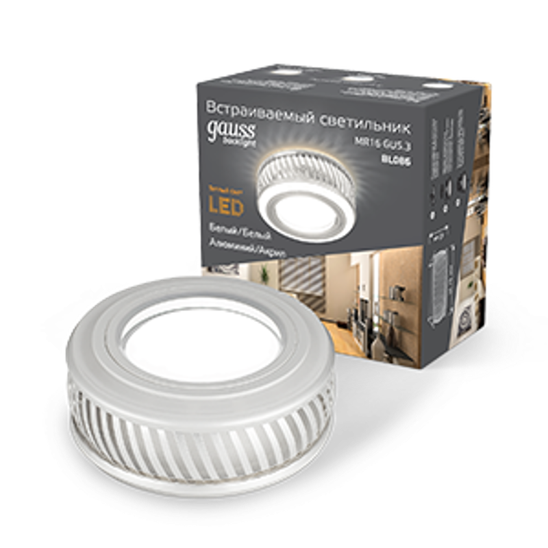 Светильник  Backlight BL086 Кругл. Белый/Белый, Gu5.3, 3W, LED 3000K 1/30