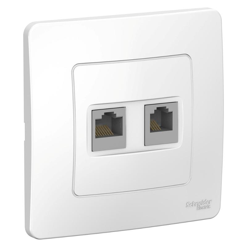 Blanca Белый С/У Розетка 2-ая комп/тлф, RJ45+RJ11
