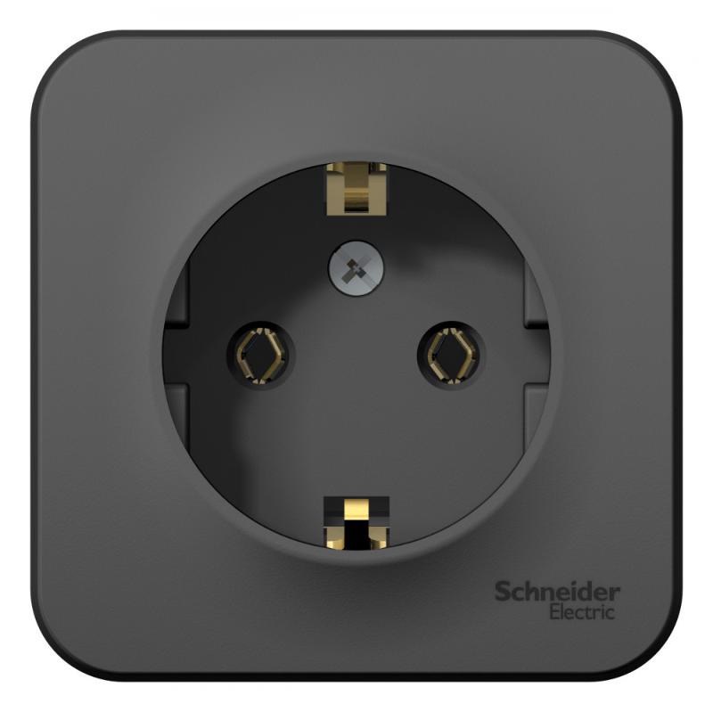 Blanca Антрацит О/У с изолирующей пластиной Розетка с заземлением без шторок 16А, 250В
