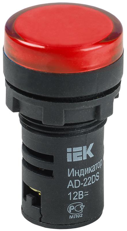 Лампа AD22DS(LED)матрица d22мм красный 12В AC/DC