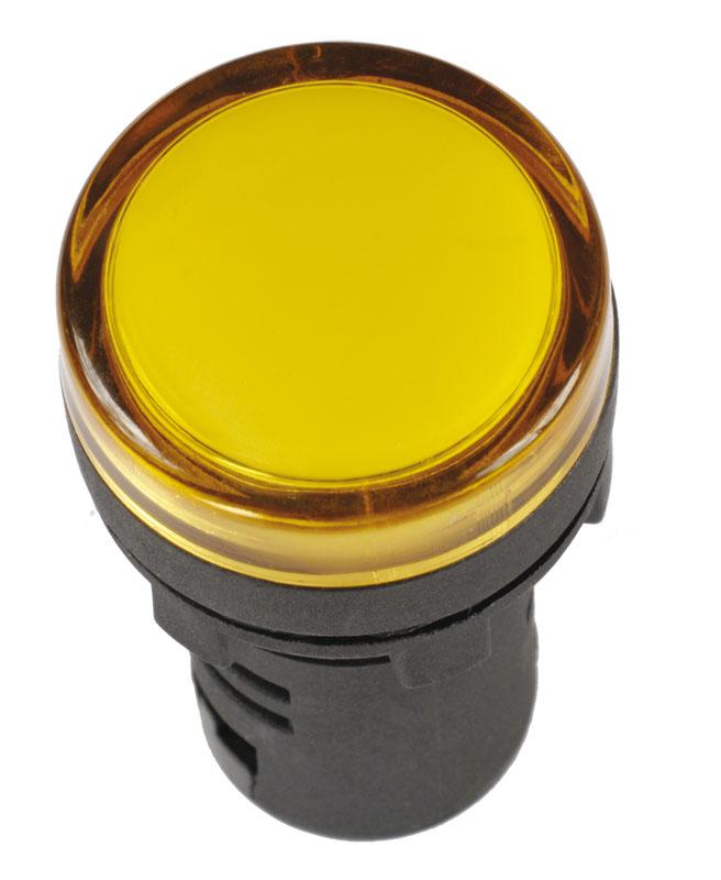 Лампа AD16DS(LED)матрица d16мм желтый 12В AC/DC