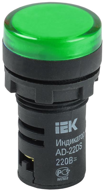Лампа AD22DS(LED)матрица d22мм зеленый 24В AC/DC