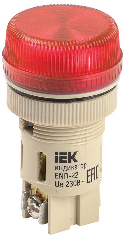 Лампа ENR-22 сигнальная d22мм красный неон/240В цилиндр
