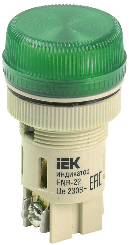 Лампа ENR-22 сигнальная d22мм зеленый неон/240В цилиндр